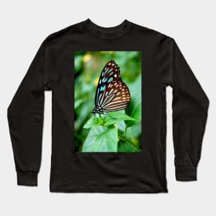 Black and Blue Butterfly Long Sleeve T-Shirt